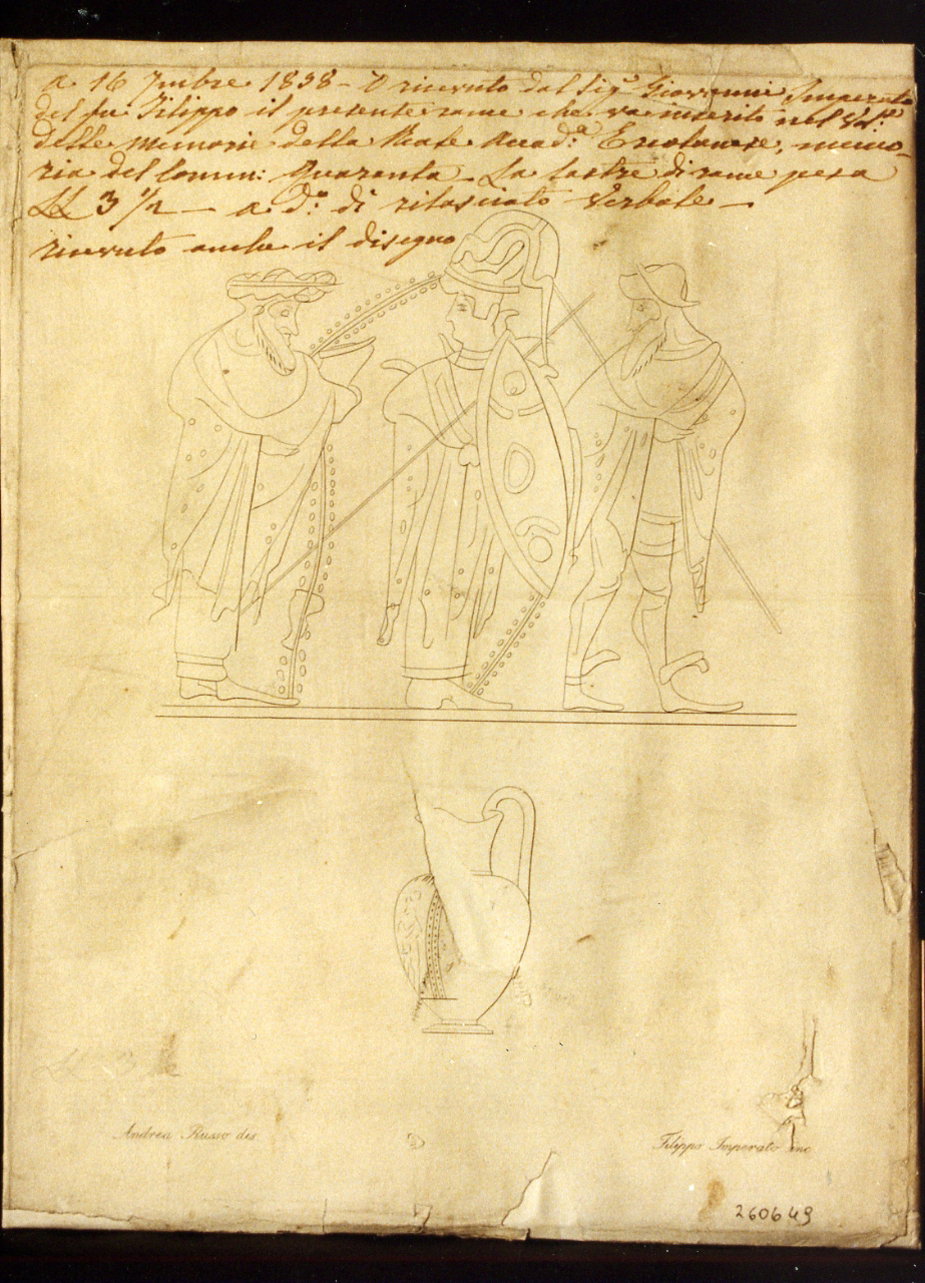 oinochoe con scena figurata (stampa controfondata) di Russo Andrea, Imperato Fil