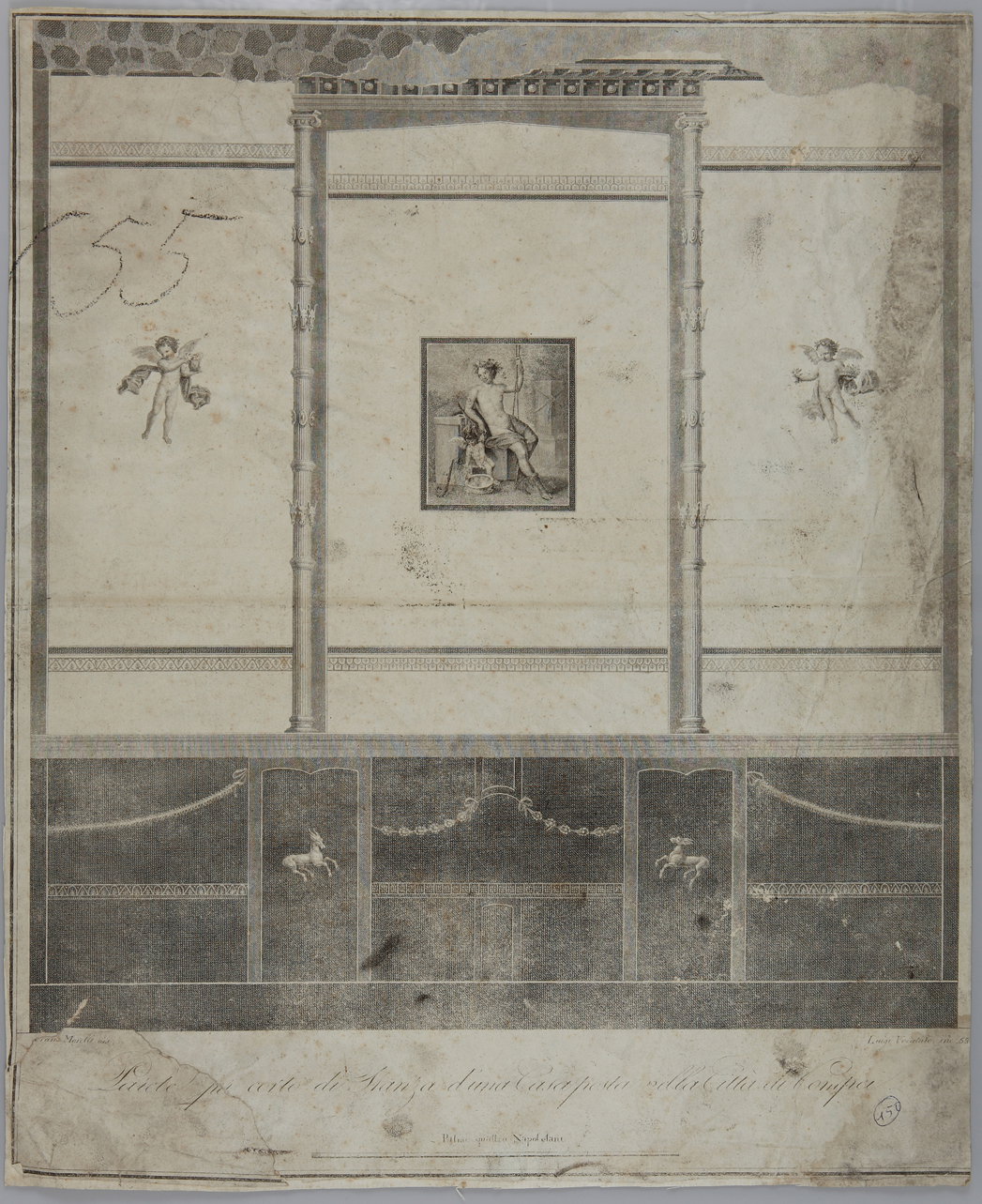 parete affrescata di una casa di pompei (incisione) di Morelli Francesco, Vocatu