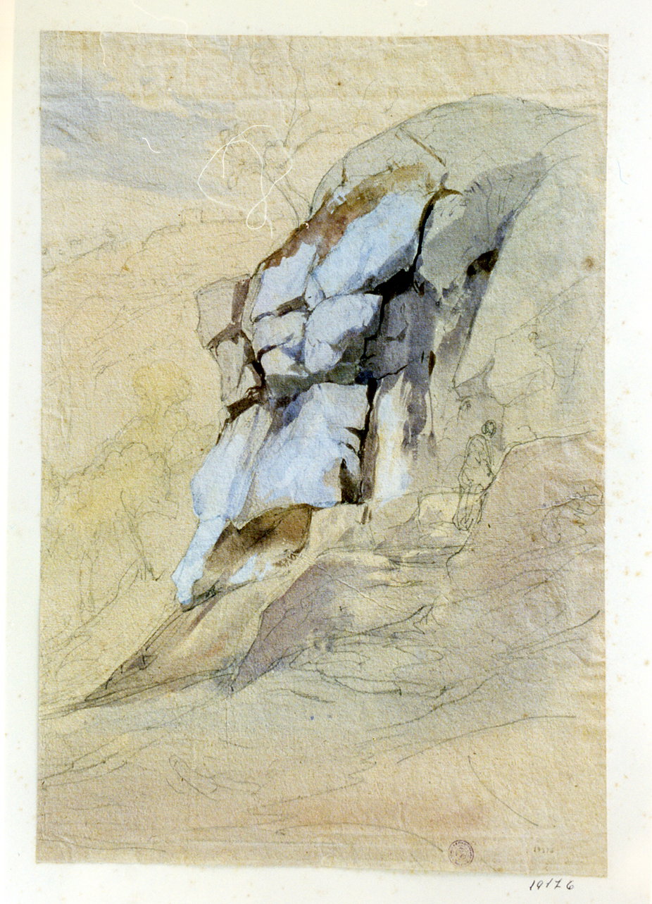 paesaggio roccioso (dipinto) - ambito italiano (met&agrave; sec. XIX)