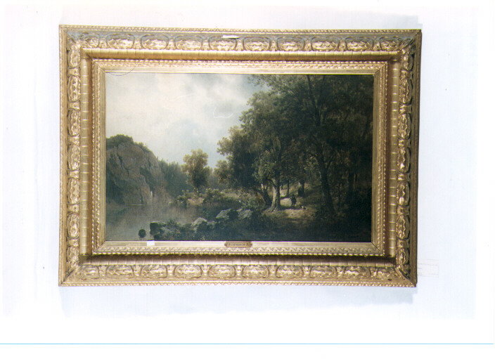 paesaggio lacustre (dipinto) di Thoma Josef (met&agrave; sec. XIX)