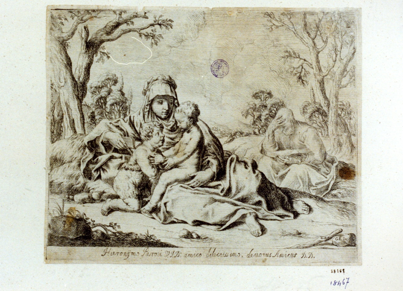 Sacra Famiglia con San Giovanni Battista bambino (stampa) di Reni Guido (sec. XV