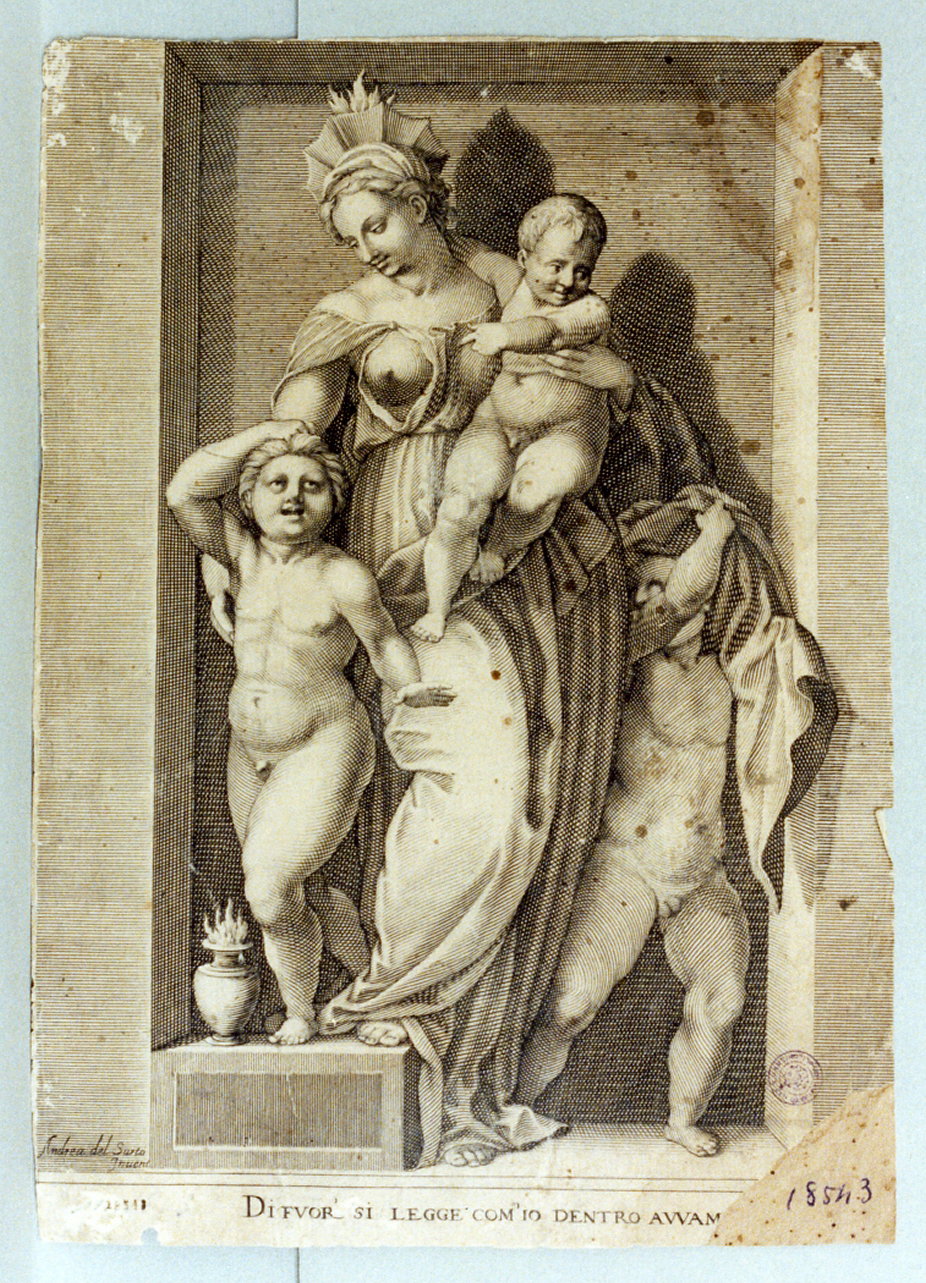 Carit&agrave; (stampa) di Andrea d'Agnolo detto Andrea del Sarto (sec. XVI)