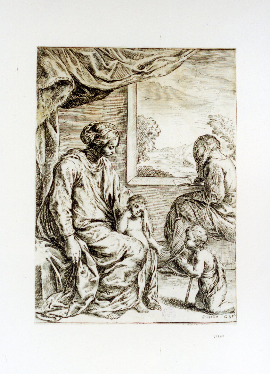 Sacra Famiglia con San Giovanni Battista bambino (stampa) di Reni Guido (secc. X