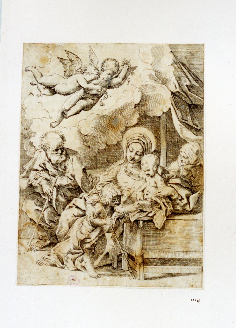 Sacra Famiglia con Sant'Anna e San Giovanni Battista bambino (stampa) by Re