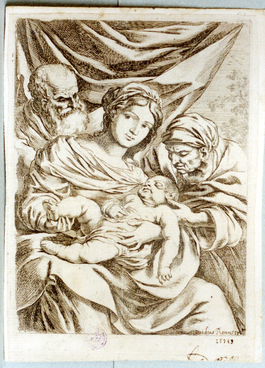 Sacra Famiglia con Sant'Anna (stampa) di Reni Guido (prima met&agrave; sec.