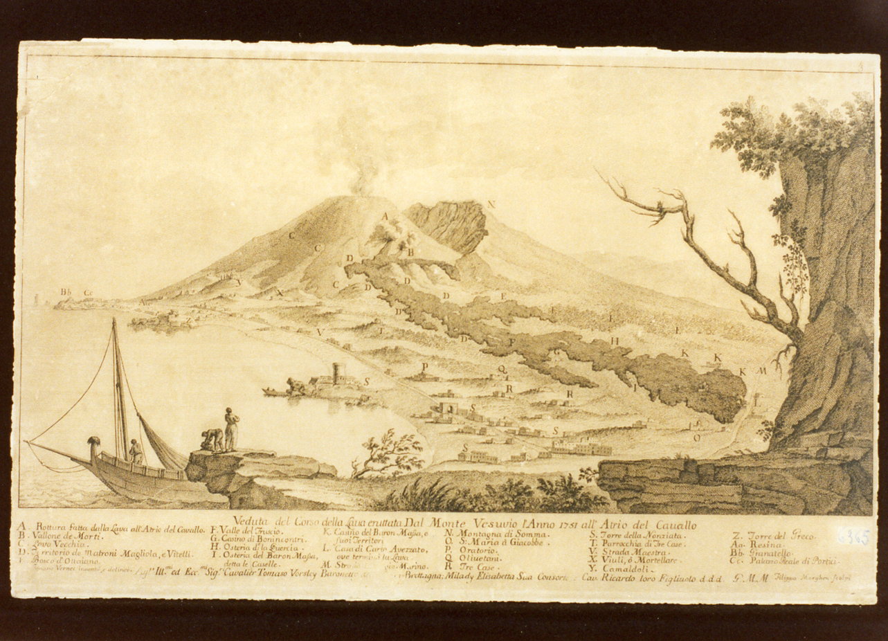 veduta del corso della lava eruttata dal monte Vesuvio l'anno 1751all'