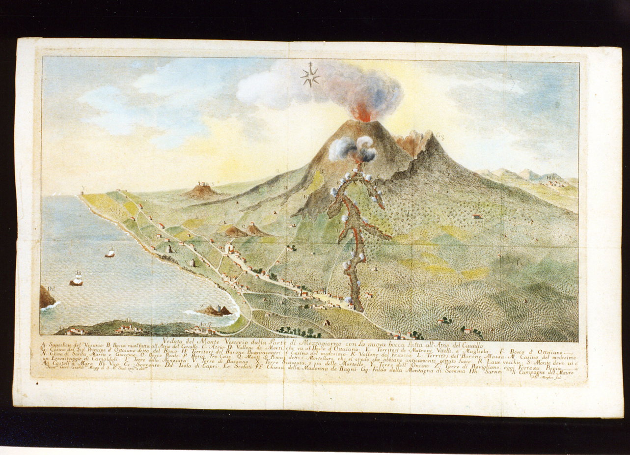 veduta del monte Vesuvio dalla parte di mezzogiorno con la nuova bocca fatta all