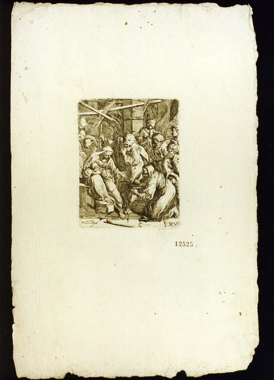 adorazione dei pastori (stampa) by Carracci Annibale (fine sec. XVI)