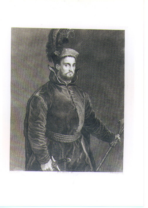 RITRATTO MASCHILE A MEZZA FIGURA (stampa) by Vecellio Tiziano, Verkruis Theodor, 