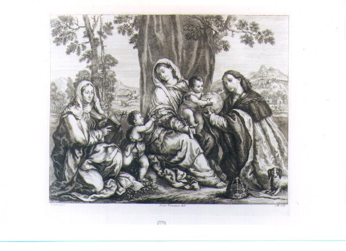 MADONNA CON BAMBINO SANT'ANNA SAN GIOVANNINO E DONATORE (stampa) di Vecelli