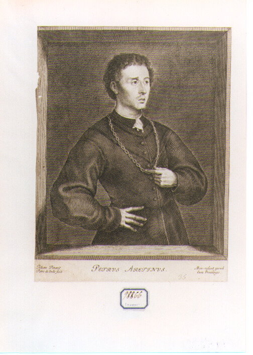 RITRATTO DI PIETRO ARETINO (stampa controfondata smarginata) di Vecellio Tiziano