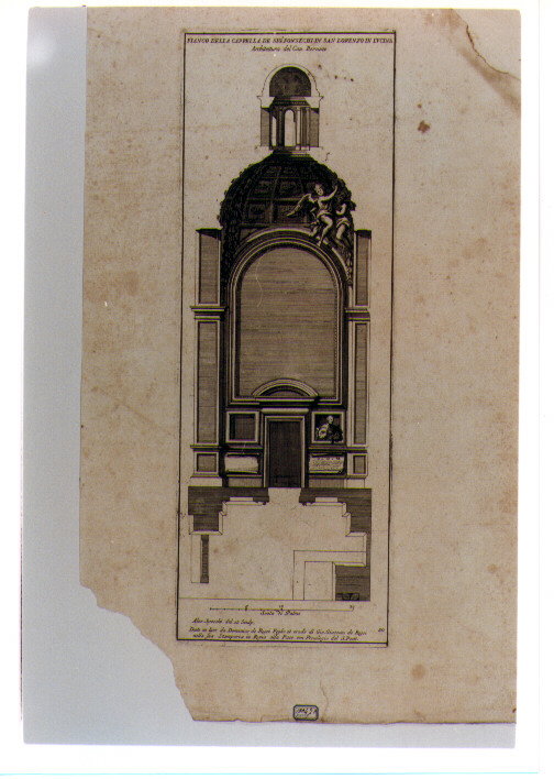 SEZIONE LATERALE E PIANTA DELLA CAPPELLA FONSECA IN SAN LORENZO IN LUCINADI ROMA