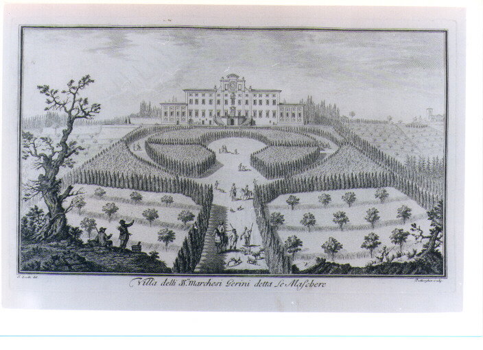 VEDUTA DELLA VILLA DELLE MASCHERE (stampa) by Morghen Filippo, Zocchi Giuseppe (