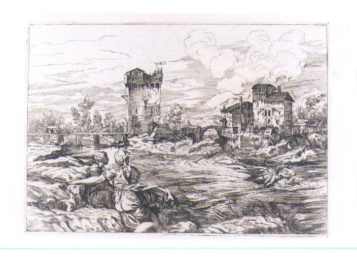 PAESAGGIO FLUVIALE CON RATTO D'EUROPA (stampa) by Vecellio Tiziano, Lef&egr