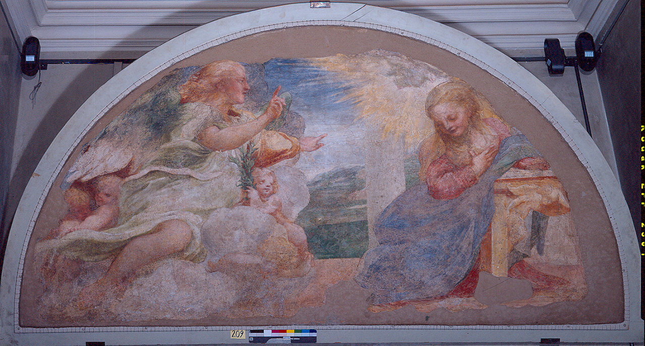 Annunciazione (dipinto, frammento) by Allegri Antonio detto Correggio (sec. XVI)