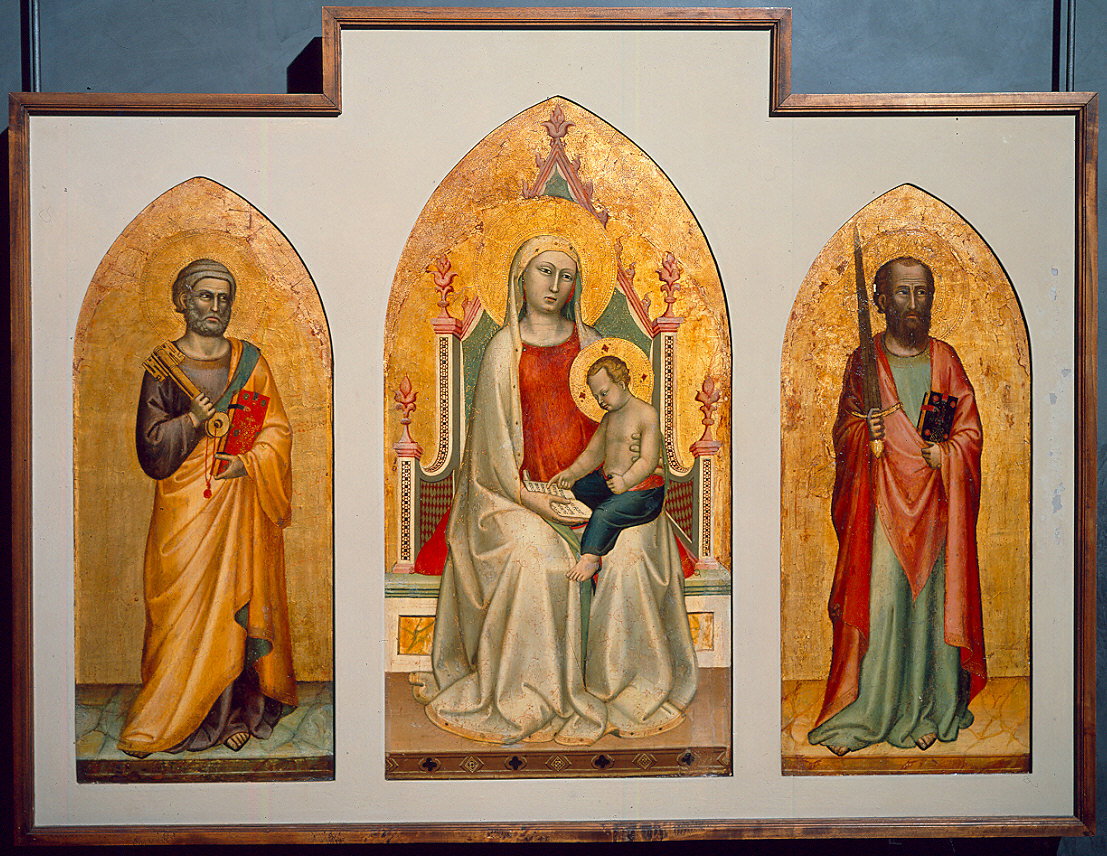 Madonna col Bambino che legge/ San Pietro e San Paolo (dipinto) by Daddi Bernard
