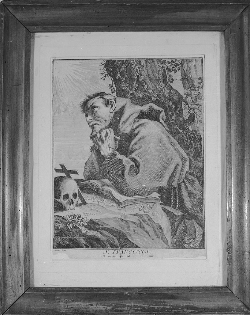 San Francesco in preghiera (stampa) di Reni Guido (fine/inizio secc. XVII/ XVIII