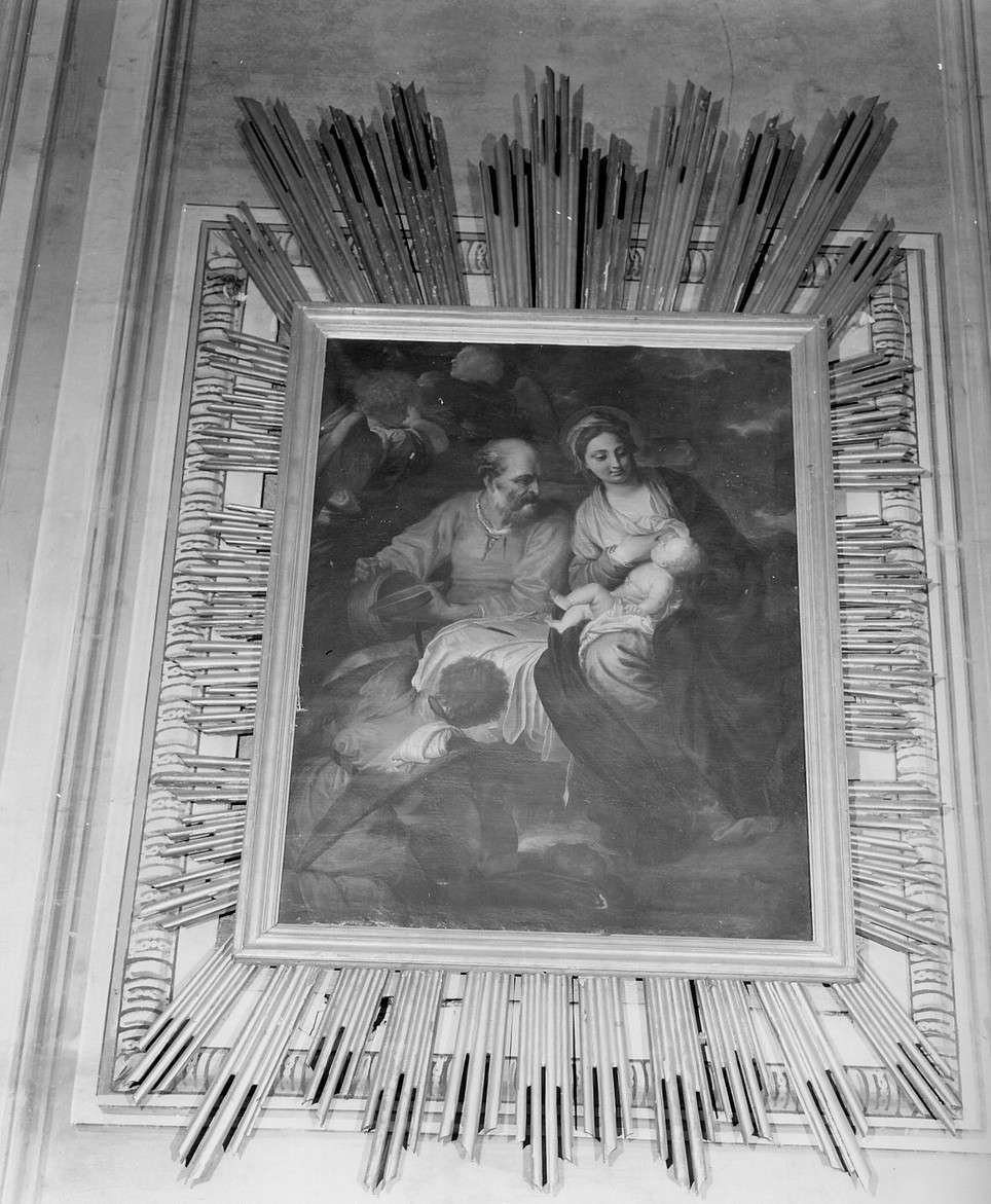 riposo nella fuga in Egitto con la Madonna che allatta Ges&ugrave; Bambino (dipi