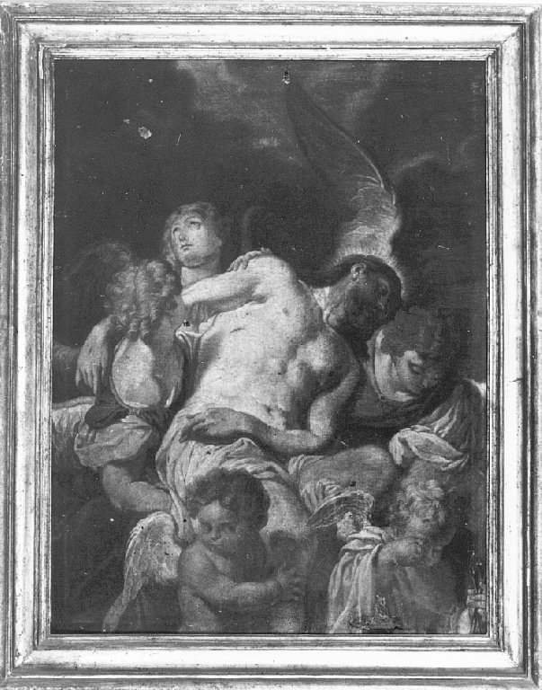 Cristo in piet&agrave; (dipinto) - ambito romano (secondo quarto sec. XVIII)