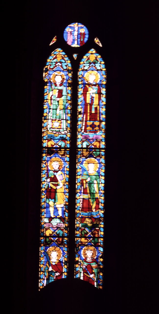 Santi, Cristo crocifisso con la Madonna e San Giovanni Evangelista (vetrata) di 
