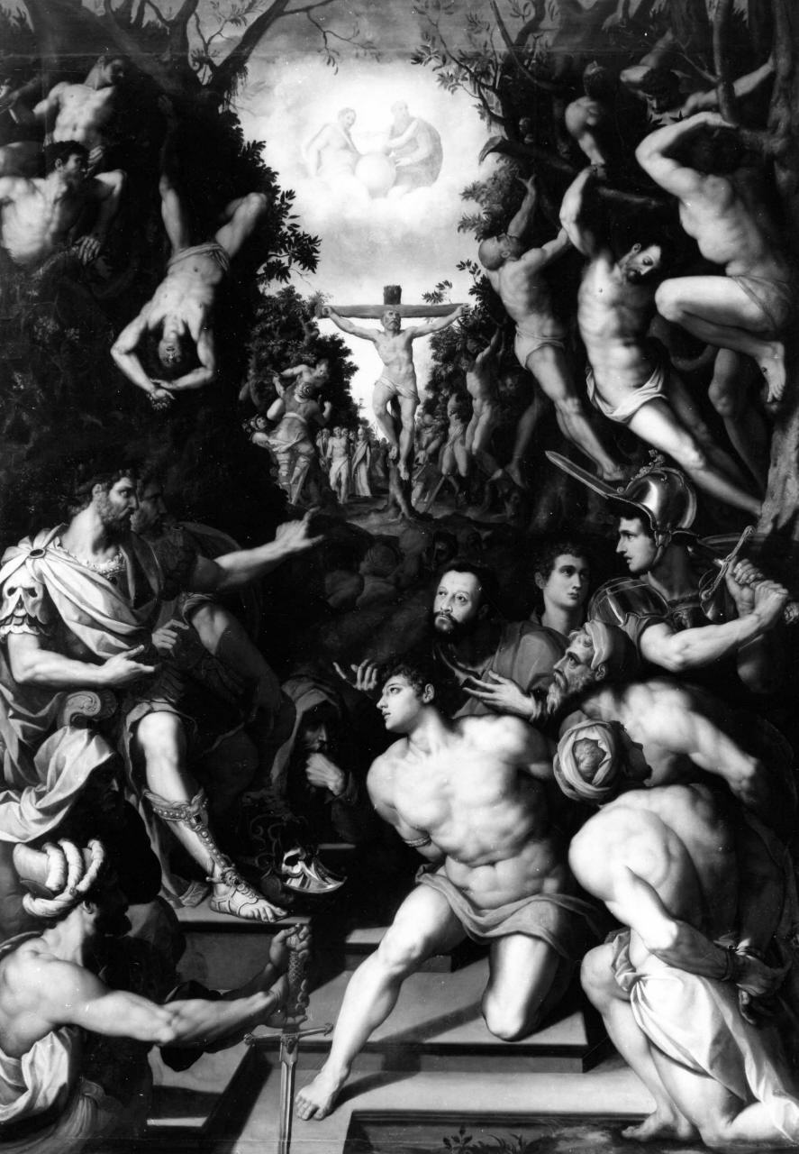 diecimila santi martiri del monte Ararat, veduta di palazzo Pitti con membri del