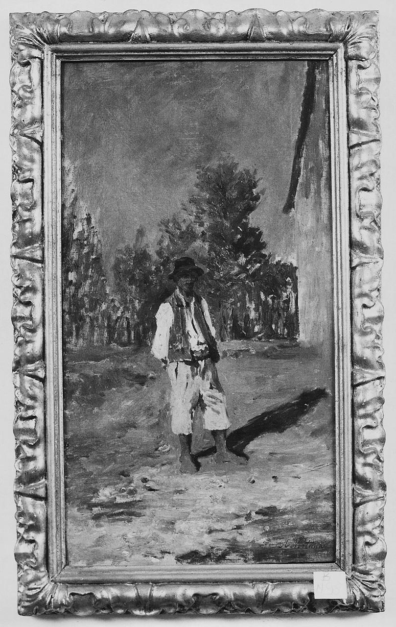 paesaggio con contadino (dipinto) di Vertunni Achille (terzo quarto sec. XIX)