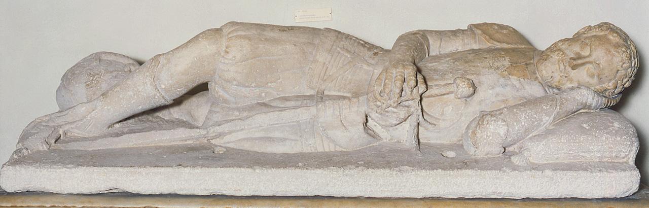 figura maschile distesa (monumento funebre) - produzione Italia settentrionale (