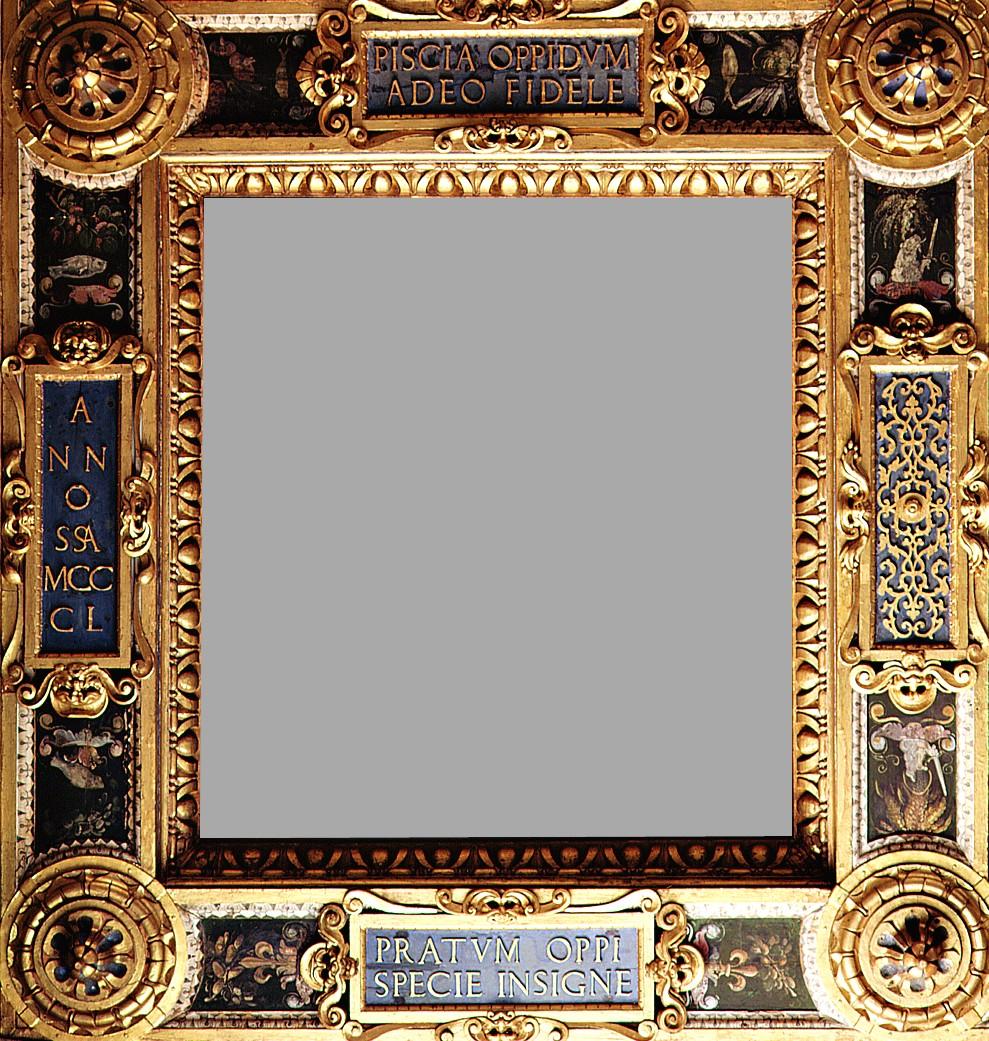 cespi con frutta e cherubini (cornice) di Vasari Giorgio, Botticelli Battista (s