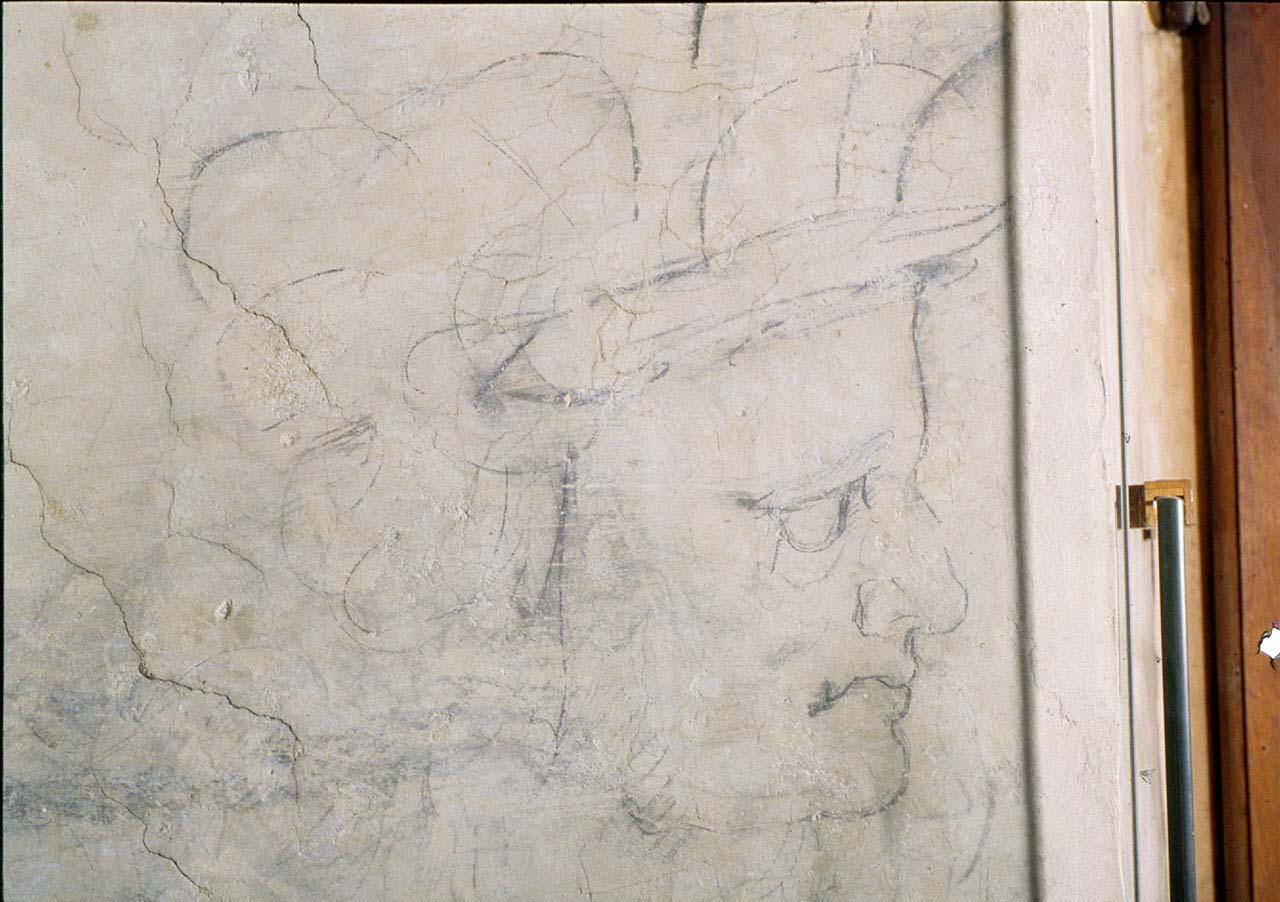 testa d'uomo di profilo (disegno murale) by Buonarroti Michelangelo (sec. X