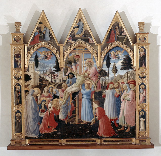 Deposizione, episodi del Nuovo Testamento, santi (dipinto) di Lorenzo Monaco, Gi 