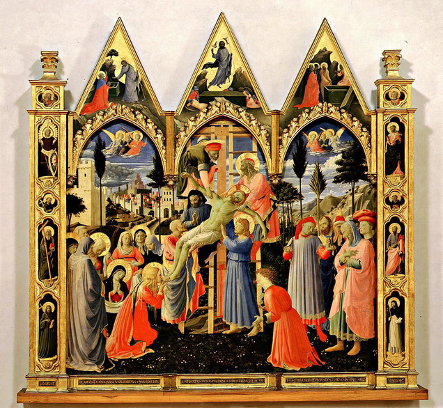 Deposizione, episodi del Nuovo Testamento, santi (dipinto) di Lorenzo Monaco, Gi 