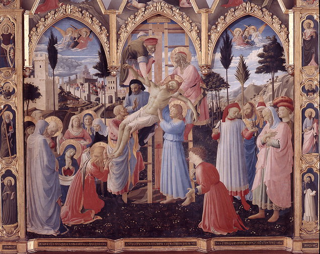Deposizione, episodi del Nuovo Testamento, santi (dipinto) di Lorenzo Monaco, Gi 