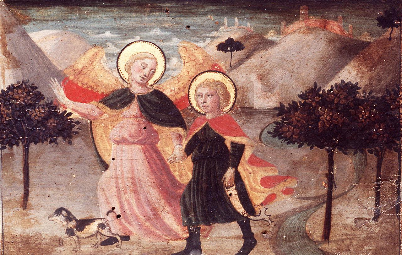 Trinit&agrave;, storie degli arcangeli (dipinto) by Domenico di Michelino (sec. 