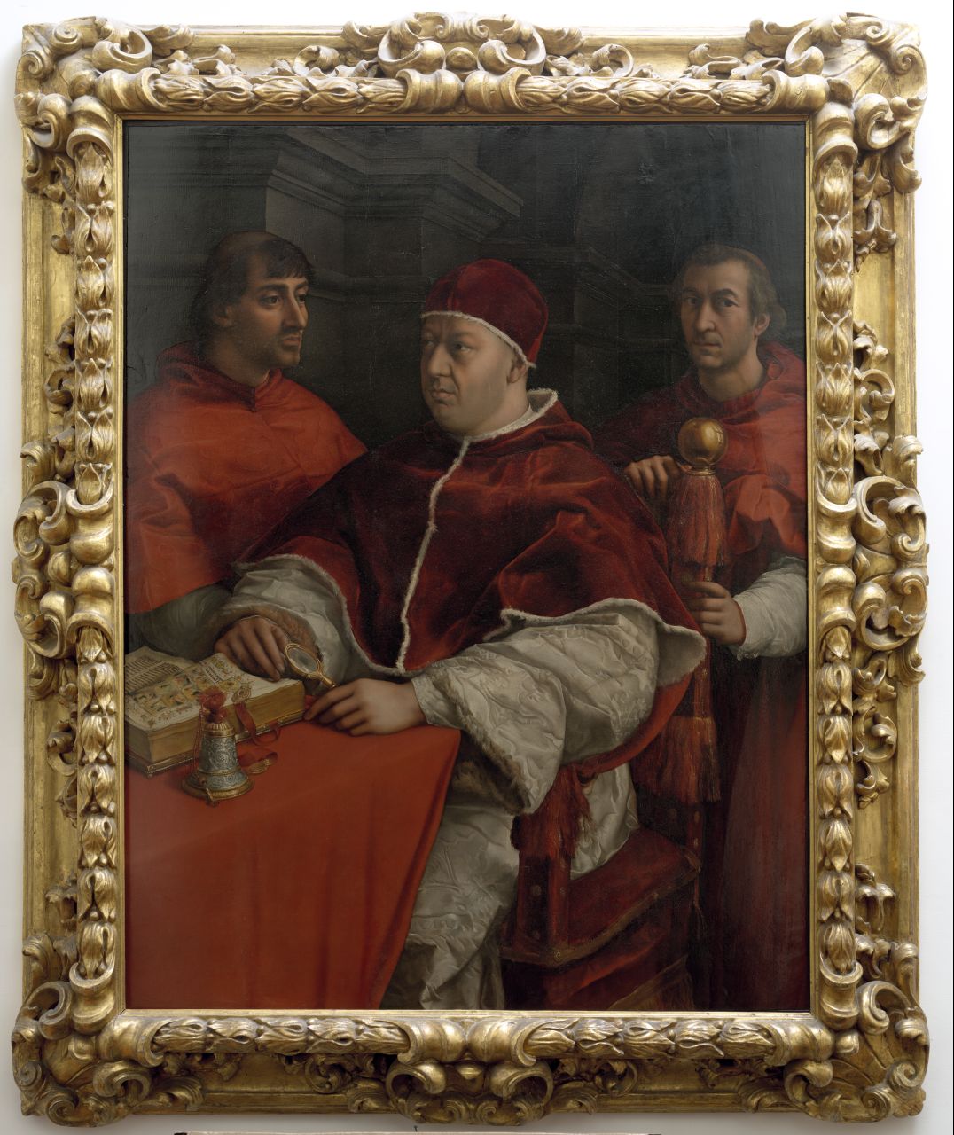 ritratto di papa Leone X con i cardinali Luigi de' Rossi e Giulio de' 