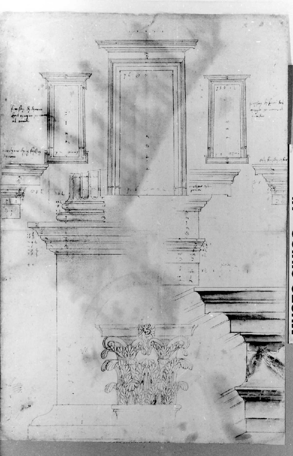 sezione e pianta di tempio (disegno) di Palladio Andrea (sec. XVI)