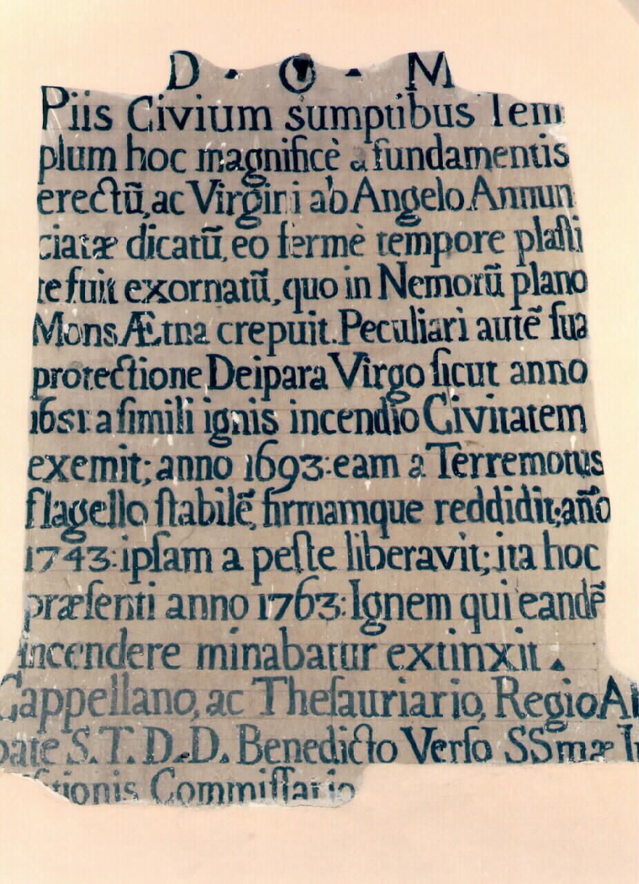 iscrizione dipinta - ambito siciliano (sec. XVIII)