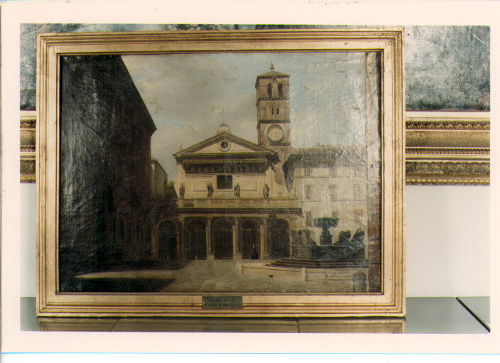 VEDUTA DELLA PIAZZA DI SANTA MARIA IN TRASTEVERE (DIPINTO) - AMBITO ROMANO (SEC.