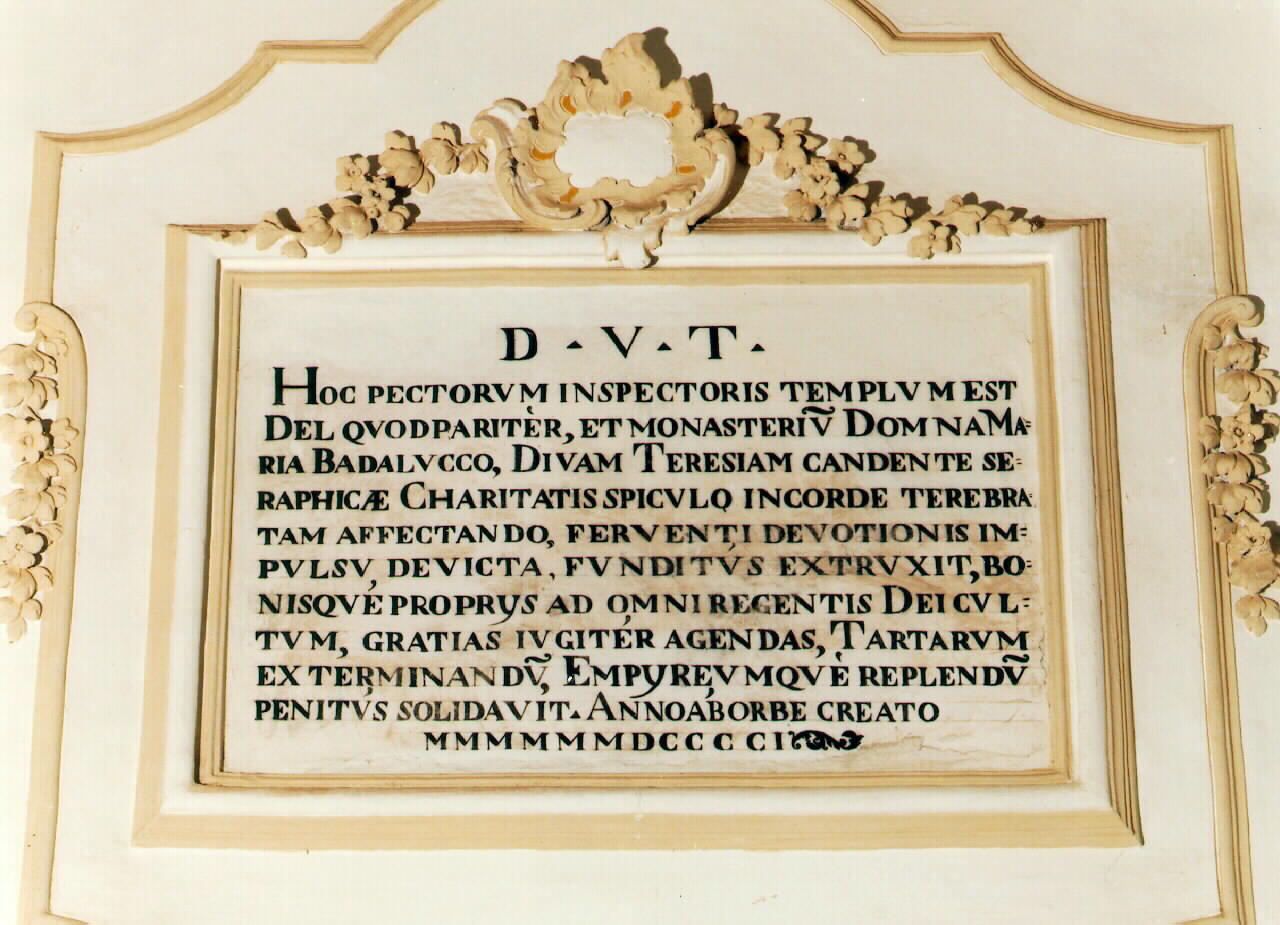 iscrizione dipinta - ambito siciliano (Seconda met&agrave; sec. XVIII)
