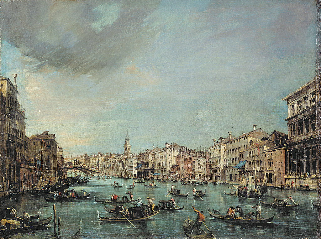 veduta del Canal Grande verso Rialto con Palazzo Grimani e Palazzo Manin (dipint