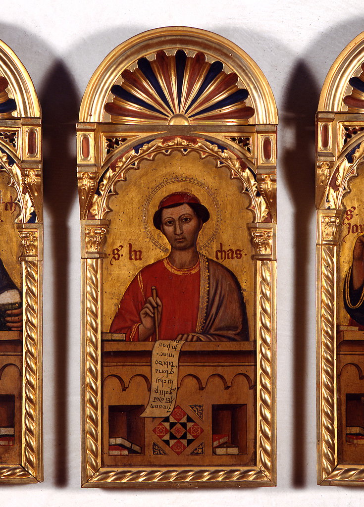 San Luca (scomparto di polittico, elemento d'insieme) - ambito ferrarese (s