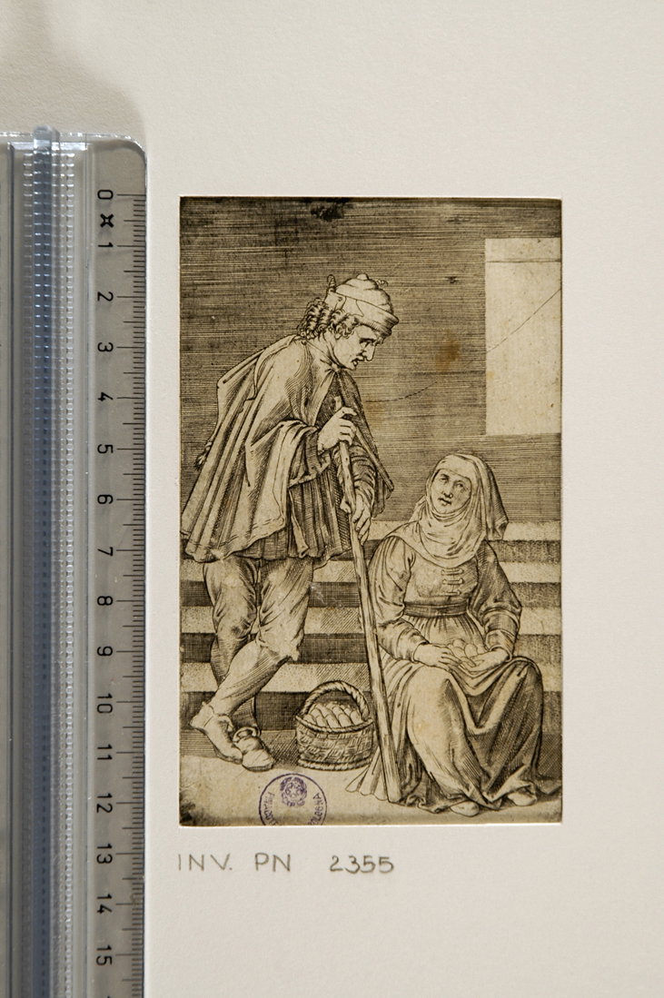 contadino e una donna con uova (stampa smarginata) by Musi Agostino de, Sanzio R