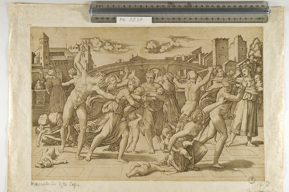 strage degli innocenti (stampa smarginata) di Sanzio Raffaello - ambito italiano