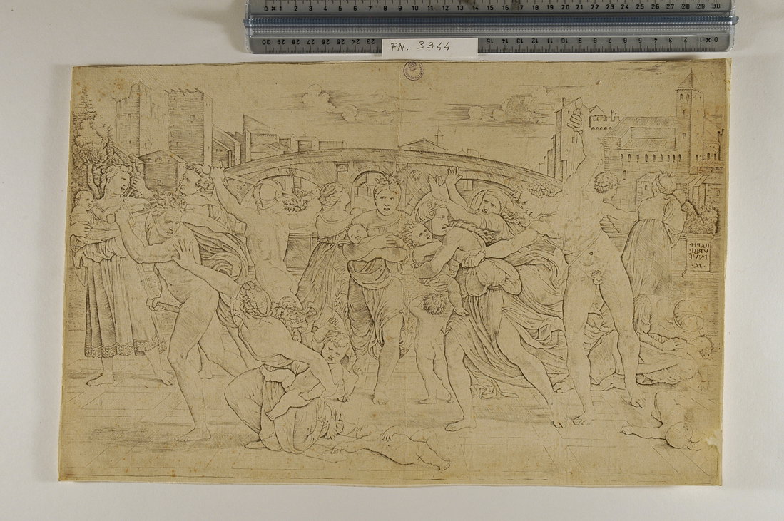 strage degli innocenti (stampa smarginata) di Sanzio Raffaello - ambito italiano