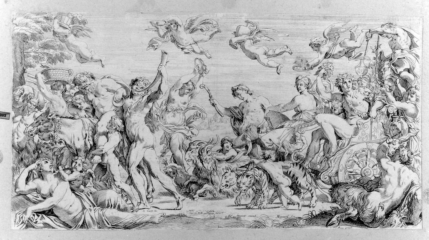 trionfo di Bacco e Arianna (stampa smarginata) by Mignard Nicolas, Carracci Anni