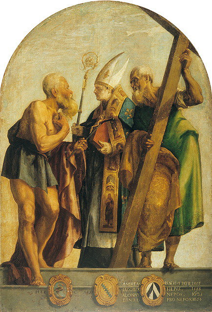 I Santi Girolamo, Alvise, Andrea (dipinto, opera isolata) by Robusti Jacopo dett