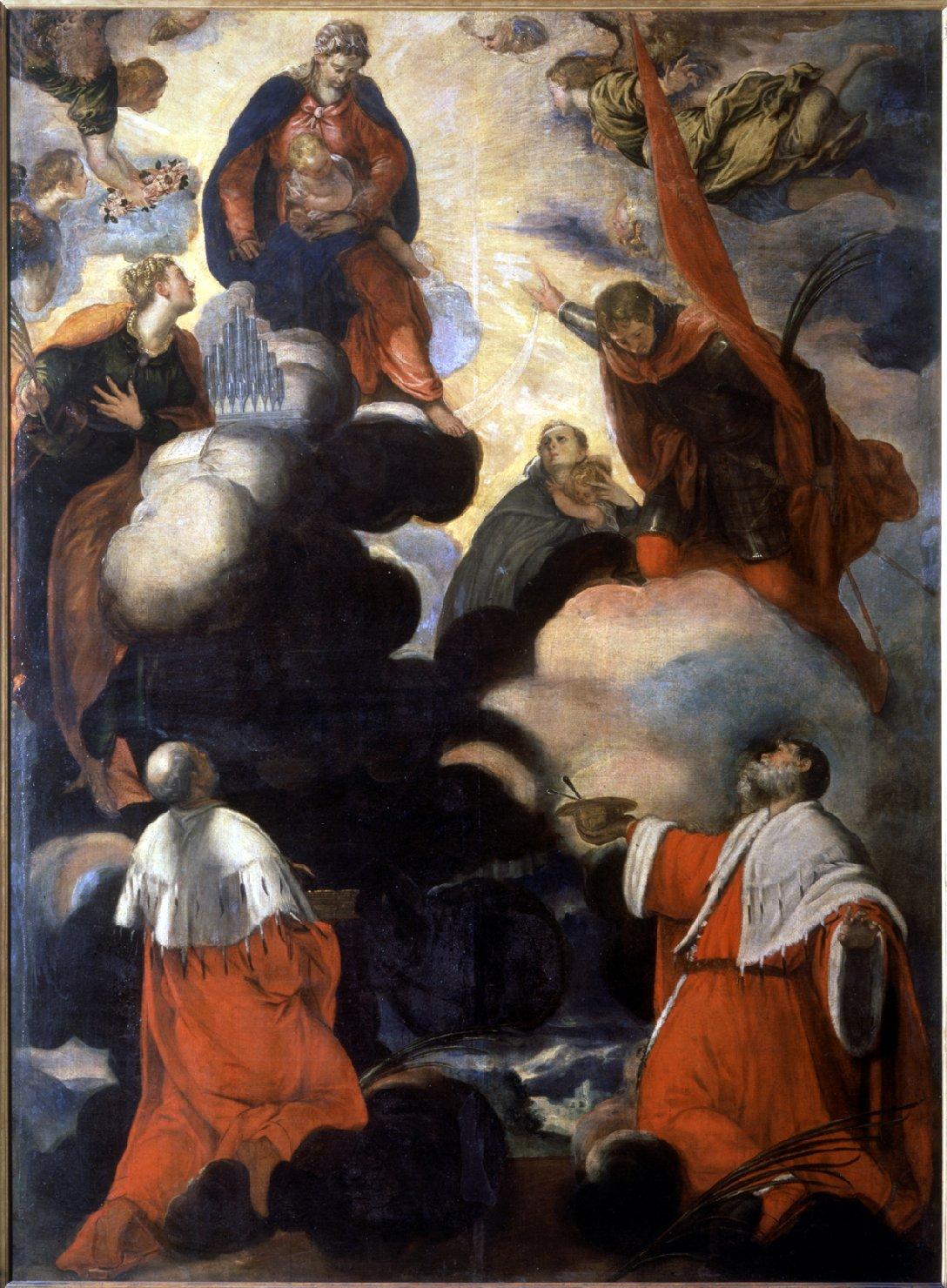 Madonna in gloria col Bambino e i santi Cecilia, Marina, Teodoro, Cosma e Damian