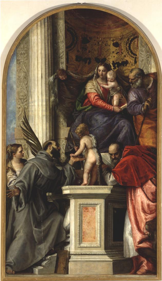 Madonna col Bambino in trono e i santi Giovanni Battista fanciullo, Giusep pe, G