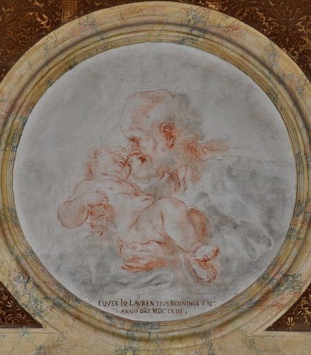 San Giuseppe e Gesù Bambino (disegno) di Bernini Gian Lorenzo (sec. XVII)