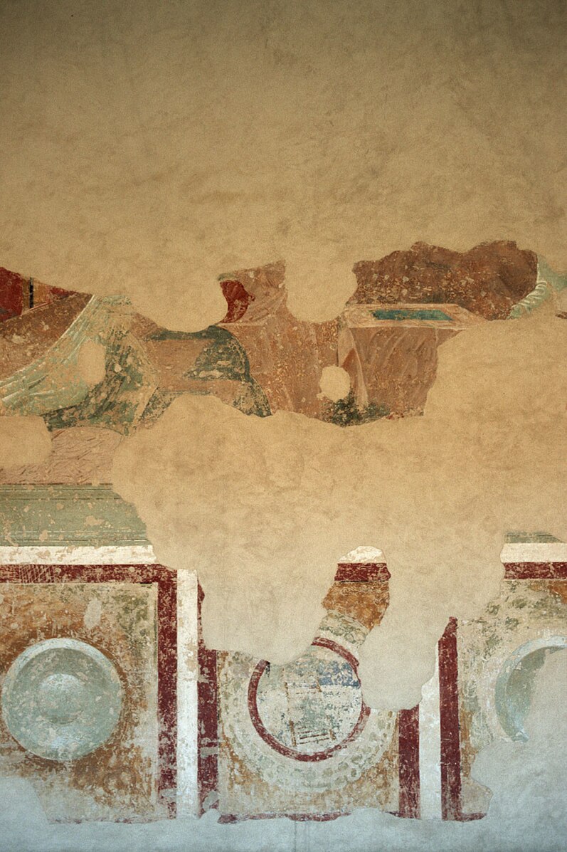 Sant'Antonio abate scaccia il serpente trovato in un pozzo (dipinto murale 