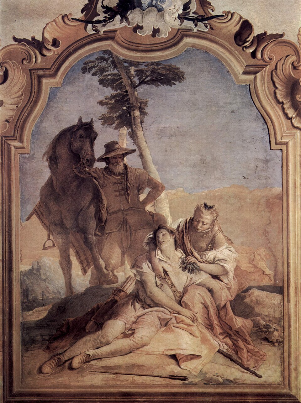 Angelica che cura Medoro (dipinto, elemento d'insieme) di Tiepolo Giovanni 